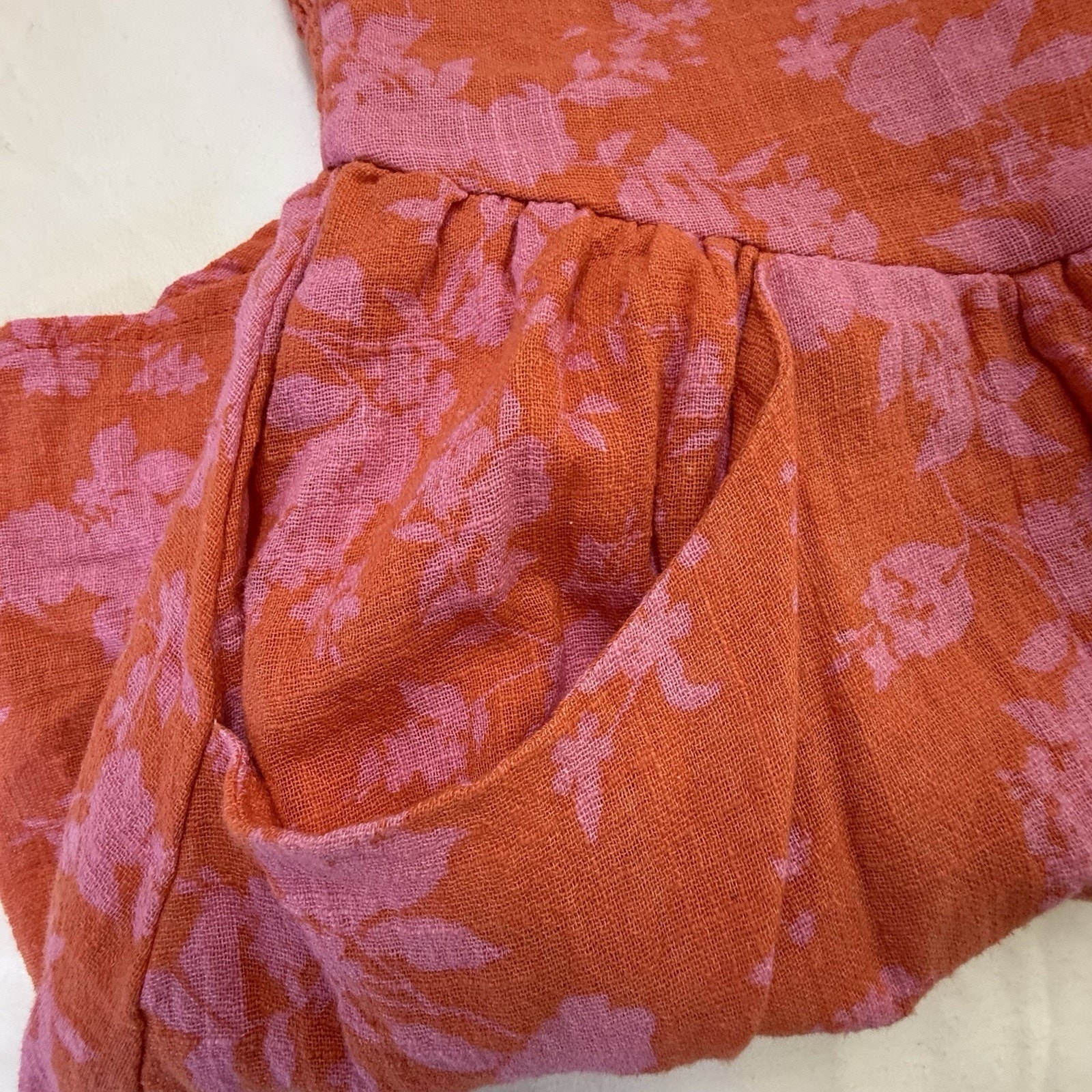 The Impeccable Pig Coral & Pink Floral Spaghetti Strap Sundress Coquette M Nwt — image 6 of 6